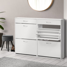 Load image into Gallery viewer, Artiss 36 Pairs Shoe Cabinet Rack Organisers Storage Shelf Drawer Cupboard White