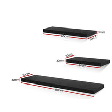 Load image into Gallery viewer, Artiss 3 Piece Floating Wall Shelves - Black