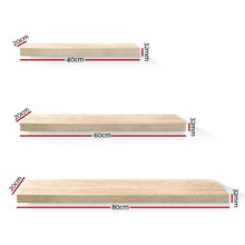 Load image into Gallery viewer, Artiss 3pcs Wall Floating Shelf Set DIY Mount Storage Book Display Rack Oak
