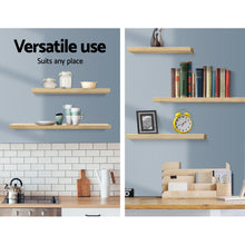 Load image into Gallery viewer, Artiss 3pcs Wall Floating Shelf Set DIY Mount Storage Book Display Rack Oak