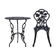 Load image into Gallery viewer, Gardeon 3PC Outdoor Setting Cast Aluminium Bistro Table Chair Patio Black