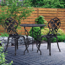 Load image into Gallery viewer, Gardeon 3PC Outdoor Setting Cast Aluminium Bistro Table Chair Patio Black