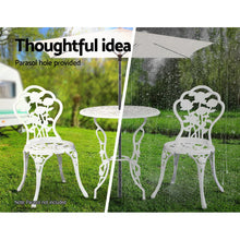 Load image into Gallery viewer, Gardeon Outdoor Furniture Chairs Table 3pc Aluminium Bistro White