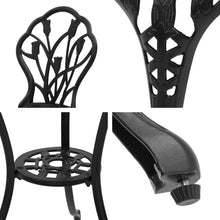 Load image into Gallery viewer, Gardeon 3PC Outdoor Setting Cast Aluminium Bistro Table Chair Patio Black
