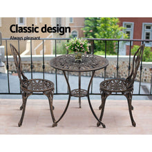Load image into Gallery viewer, Gardeon 3PC Outdoor Setting Cast Aluminium Bistro Table Chair Patio Bronze