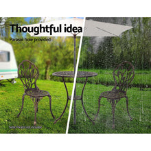 Load image into Gallery viewer, Gardeon 3PC Outdoor Setting Cast Aluminium Bistro Table Chair Patio Bronze