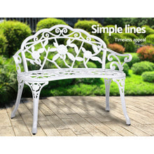 Load image into Gallery viewer, Weatherproof Victorian Cast Iron Garden Bench – White