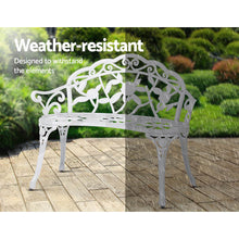Load image into Gallery viewer, Weatherproof Victorian Cast Iron Garden Bench – White