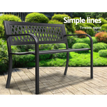 Load image into Gallery viewer, Weatherproof Cast Iron Modern Garden Bench - Black