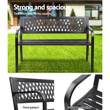 Load image into Gallery viewer, Weatherproof Cast Iron Modern Garden Bench - Black