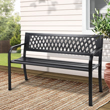 Load image into Gallery viewer, Weatherproof Cast Iron Modern Garden Bench - Black