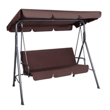 Load image into Gallery viewer, 3 Seater Garden Backyard Canopy Swing Chair - Dark Brown