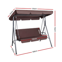 Load image into Gallery viewer, 3 Seater Garden Backyard Canopy Swing Chair - Dark Brown