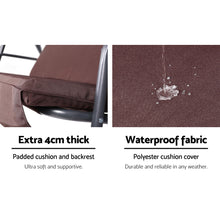 Load image into Gallery viewer, 3 Seater Garden Backyard Canopy Swing Chair - Dark Brown