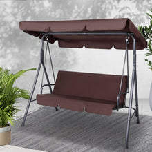 Load image into Gallery viewer, 3 Seater Garden Backyard Canopy Swing Chair - Dark Brown