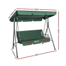 Load image into Gallery viewer, 3 Seater Garden Backyard Canopy Swing Chair - Dark Green