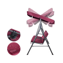 Load image into Gallery viewer, 3 Seater Garden Backyard Canopy Swing Chair - Wine red