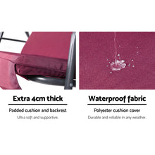 Load image into Gallery viewer, 3 Seater Garden Backyard Canopy Swing Chair - Wine red