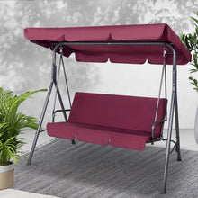 Load image into Gallery viewer, 3 Seater Garden Backyard Canopy Swing Chair - Wine red