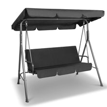 Load image into Gallery viewer, 3 Seater Bench Seat Canopy Swing Chair - Black