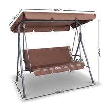 Load image into Gallery viewer, 3 Seater Outdoor Canopy Swing Chair - Coffee