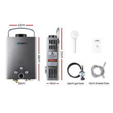 Load image into Gallery viewer, Devanti Portable Gas Water Heater 8L/Min LPG System Grey