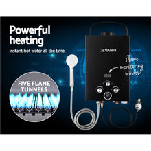 Load image into Gallery viewer, Devanti Portable Gas Water Heater 8L/Min LPG System Black