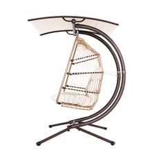 Load image into Gallery viewer, Exotic Wicker Rattan Egg Hanging Pod Swing Chair with Stand - Latte