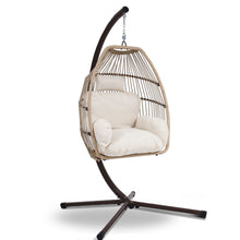 Load image into Gallery viewer, Exotic Wicker Rattan Egg Hanging Pod Swing Chair with Stand - Latte