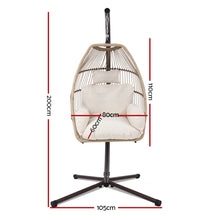 Load image into Gallery viewer, Exotic Wicker Rattan Egg Hanging Pod Swing Chair with Stand - Latte