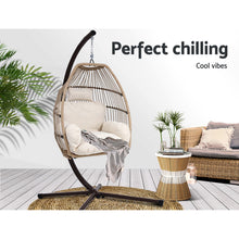 Load image into Gallery viewer, Exotic Wicker Rattan Egg Hanging Pod Swing Chair with Stand - Latte
