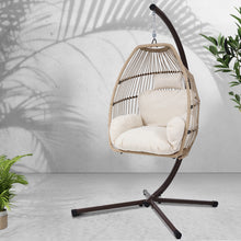 Load image into Gallery viewer, Exotic Wicker Rattan Egg Hanging Pod Swing Chair with Stand - Latte
