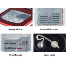 Load image into Gallery viewer, 2L Portable Home Bar Benchtop Easy Quick Ice Cube Maker - Red