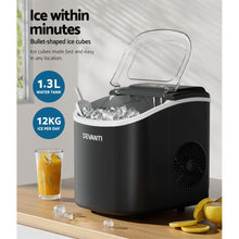 Load image into Gallery viewer, Devanti Portable Ice Maker Machine Ice Cube Tray 12kg Bar Countertop Black