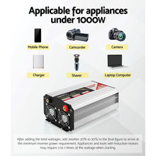 Load image into Gallery viewer, Giantz Power Inverter 1000W or 2000W Pure Sine Wave 12V-240V Camping Boat Caravan