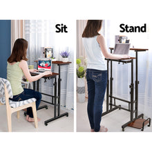 Load image into Gallery viewer, Artiss Twin Laptop Table Desk - Dark Wood