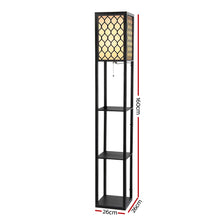 Load image into Gallery viewer, Artiss Floor Lamp 3 Tier Shelf Storage LED Light Stand Home Room Pattern Black