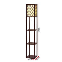 Load image into Gallery viewer, Artiss Floor Lamp 3 Tier Shelf Storage LED Light Stand Home Room Pattern Brown