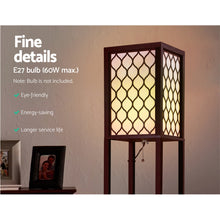 Load image into Gallery viewer, Artiss Floor Lamp 3 Tier Shelf Storage LED Light Stand Home Room Pattern Brown