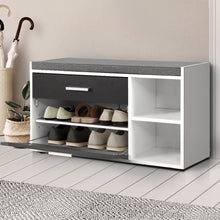 Load image into Gallery viewer, Artiss Shoe Cabinet Bench Shoes Storage Organiser Rack Wooden Cupboard Fabric Seat Adjustable Shelf