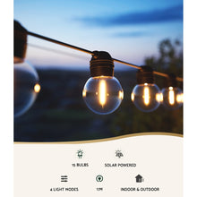 Load image into Gallery viewer, Jingle Jollys 17m Solar Festoon Lights Outdoor LED String Light Christmas 2 Pack