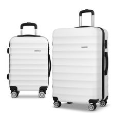 Load image into Gallery viewer, Wanderlite 2pcs Luggage Trolley Set Travel Suitcase TSA Hard Case White