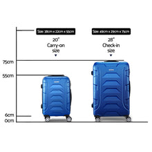 Load image into Gallery viewer, Wanderlite 2pc Luggage Travel Sets Suitcase Trolley TSA Lock Blue