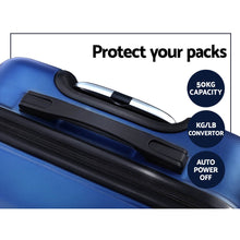 Load image into Gallery viewer, Wanderlite 3pc Luggage Travel Sets Suitcase Trolley TSA Lock Blue