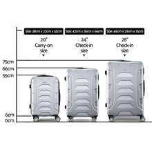 Load image into Gallery viewer, Wanderlite 3pc Luggage Travel Sets Suitcase Trolley TSA Lock Silver