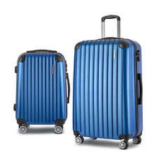Load image into Gallery viewer, Wanderlite 2pc Luggage Trolley Suitcase Sets Travel TSA Hard Case Blue
