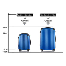 Load image into Gallery viewer, Wanderlite 2pc Luggage Trolley Suitcase Sets Travel TSA Hard Case Blue