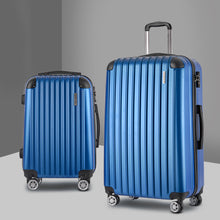 Load image into Gallery viewer, Wanderlite 2pc Luggage Trolley Suitcase Sets Travel TSA Hard Case Blue