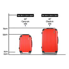 Load image into Gallery viewer, Wanderlite 2pc Luggage Trolley Suitcase Sets Travel TSA Hard Case Red
