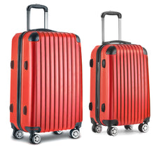 Load image into Gallery viewer, Wanderlite 2pc Luggage Trolley Suitcase Sets Travel TSA Hard Case Red